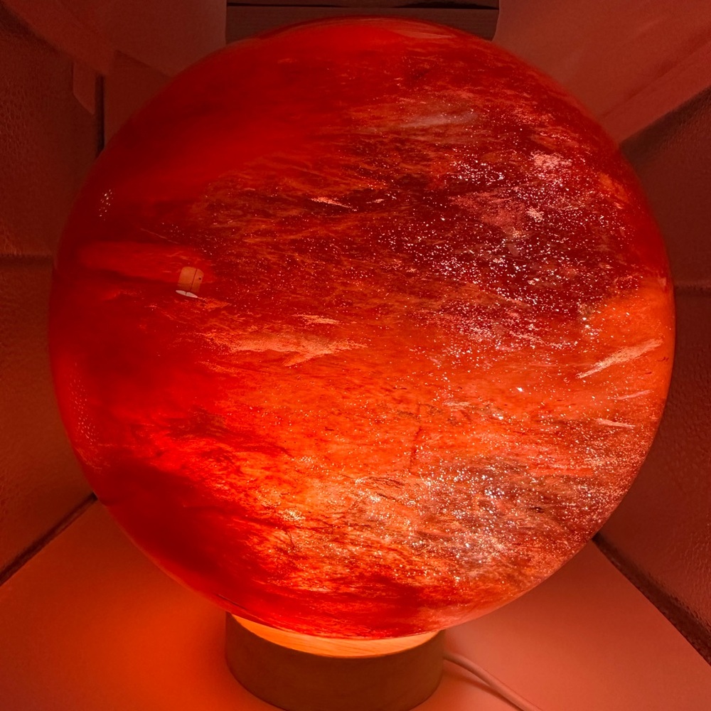 Cherry Red Smelting Quartz Sphere *** 13 pounds***